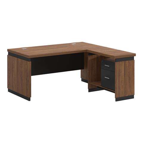 Reversible desk Oscar pakoworld melamine in walnut-charcoal shade 220x105x76cm