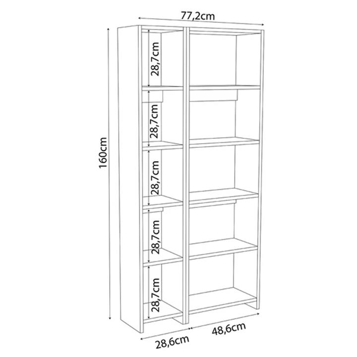 Alkathi pakoworld bookcase in anthracite shade 77x22x160cm