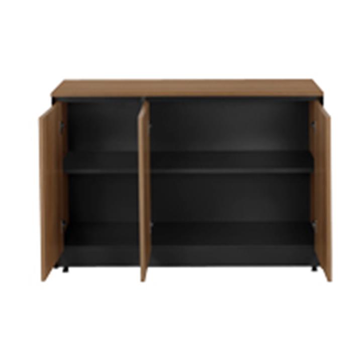 Office cabinet low professional Oscar pakoworld melamine in walnut-charcoal shade 120x40x80cm