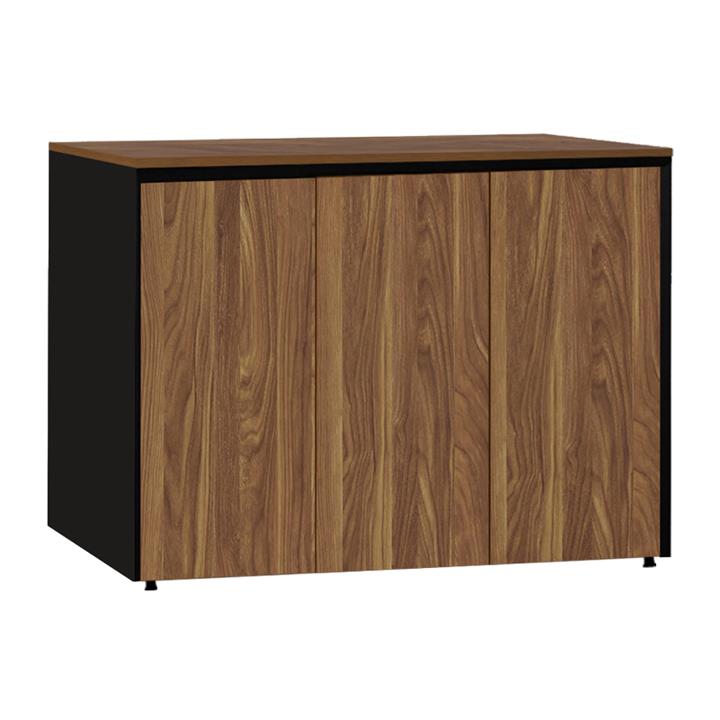 Office cabinet low professional Oscar pakoworld melamine in walnut-charcoal shade 120x40x80cm