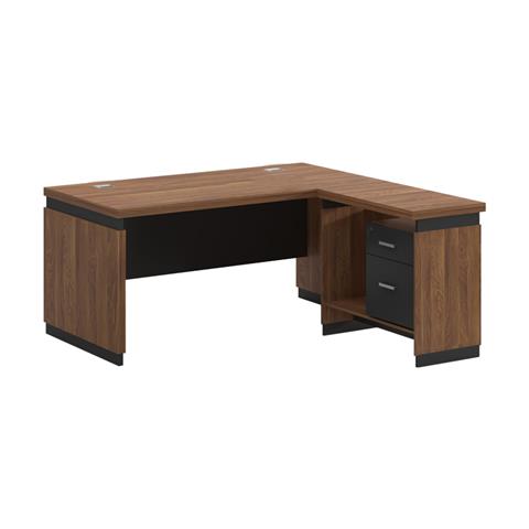 Reversible desk Oscar pakoworld melamine in walnut-charcoal shade 200x100x76cm
