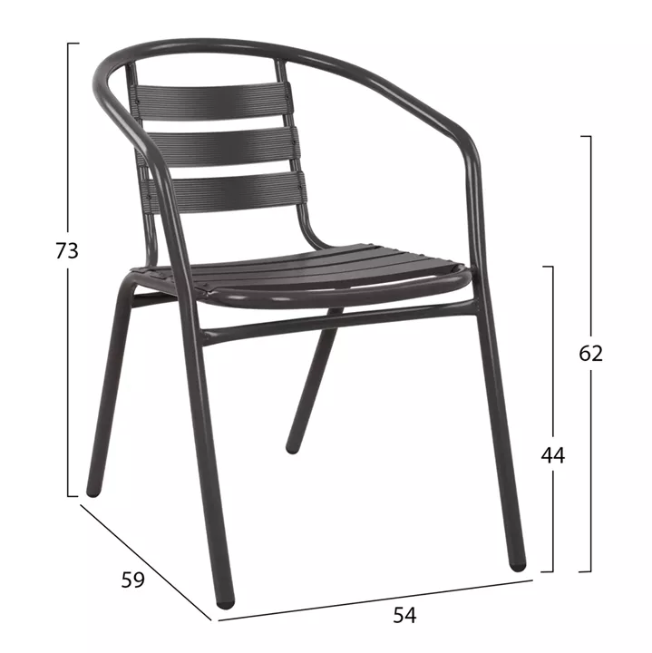 Armchair Laura Metallic Grey with aluminum slats HM5037.01