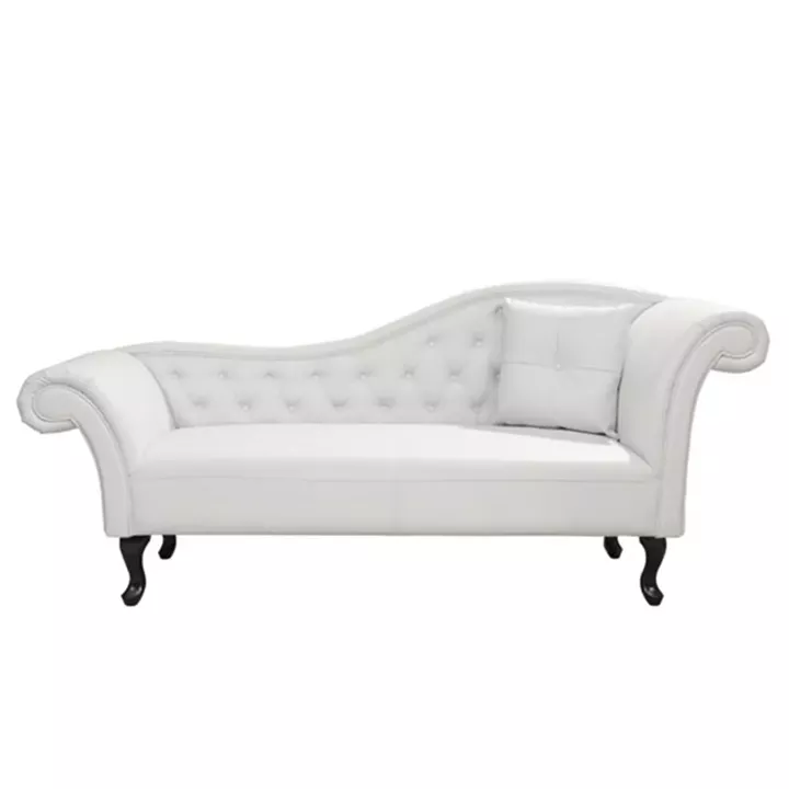RECLINER COUCH (RIGHT)CHESTERFIELD-STYLE NIOVI HM3008.02 PU IN WHITE-BLACK WOODEN LEGS 190x61x84Hcm.