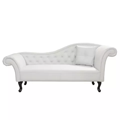 RECLINER COUCH (RIGHT)CHESTERFIELD-STYLE NIOVI HM3008.02 PU IN WHITE-BLACK WOODEN LEGS 190x61x84Hcm.