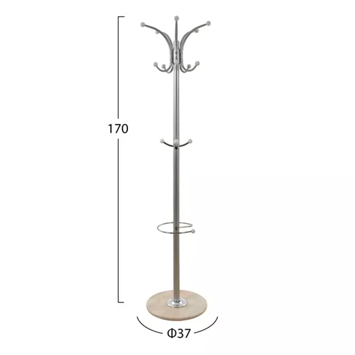 Hat/Coat Stand Metallic HM0038.40 rotating silver with marble ''37x170cm