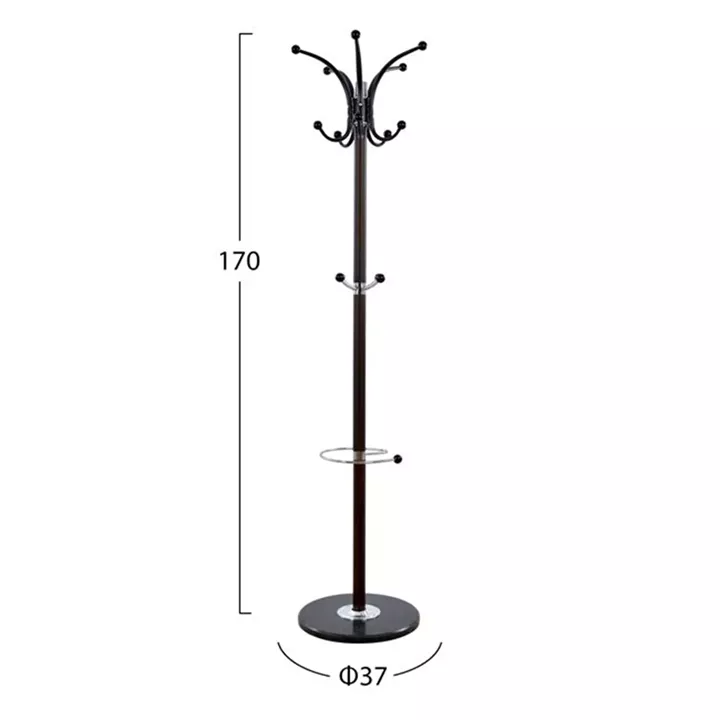 Hat/Coat Stand Metallic SHIA HM0038.05 rotating walnut with black marble base Φ37x170Η cm