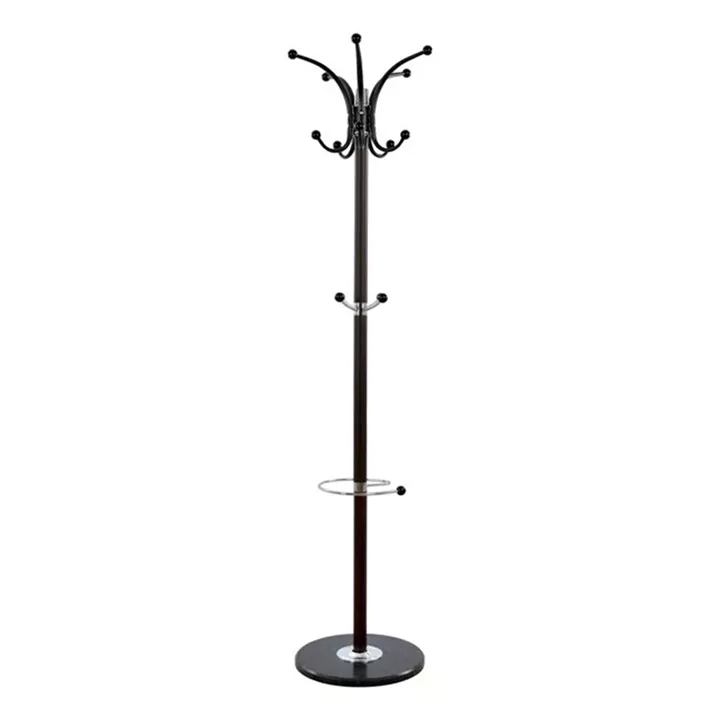 Hat/Coat Stand Metallic SHIA HM0038.05 rotating walnut with black marble base Φ37x170Η cm