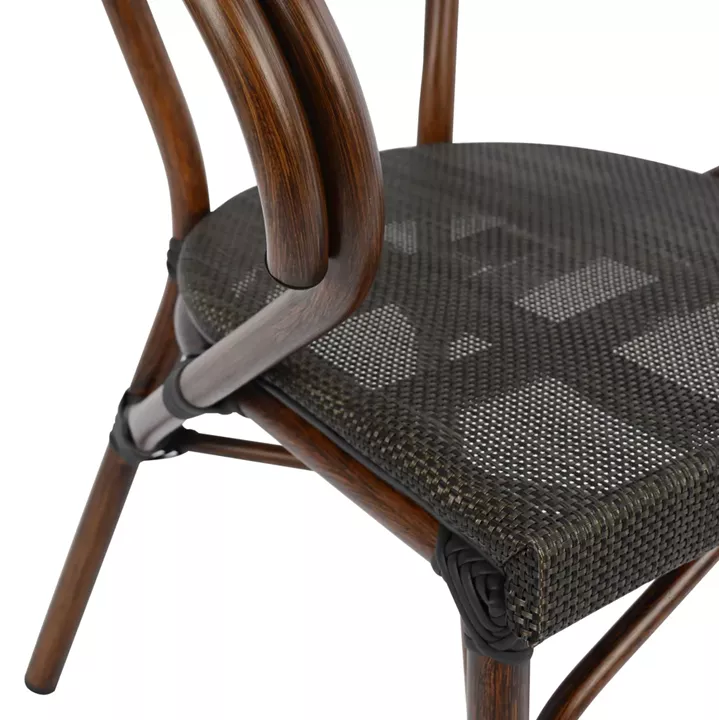 Armchair Aluminum Bamboo Look Brown with textline HM5025 60,5x59x81 cm