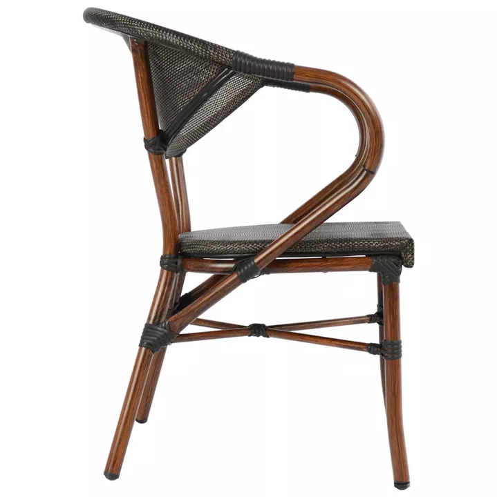 Armchair Aluminum Bamboo Look Brown with textline HM5025 60,5x59x81 cm