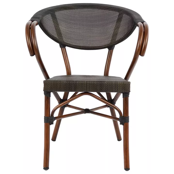 Armchair Aluminum Bamboo Look Brown with textline HM5025 60,5x59x81 cm