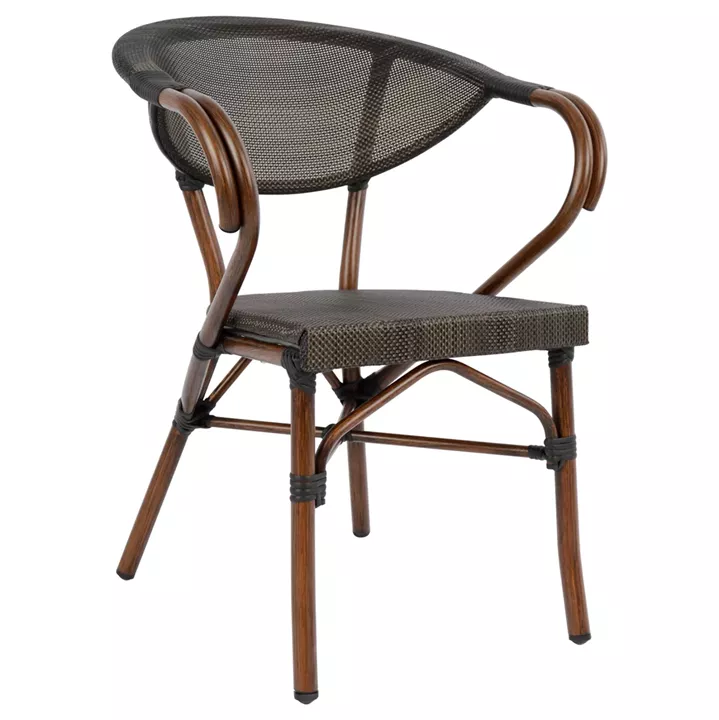 Armchair Aluminum Bamboo Look Brown with textline HM5025 60,5x59x81 cm