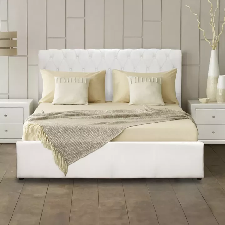 Bed Mone HM321.02 Chesterfield-style storage space White PUcm