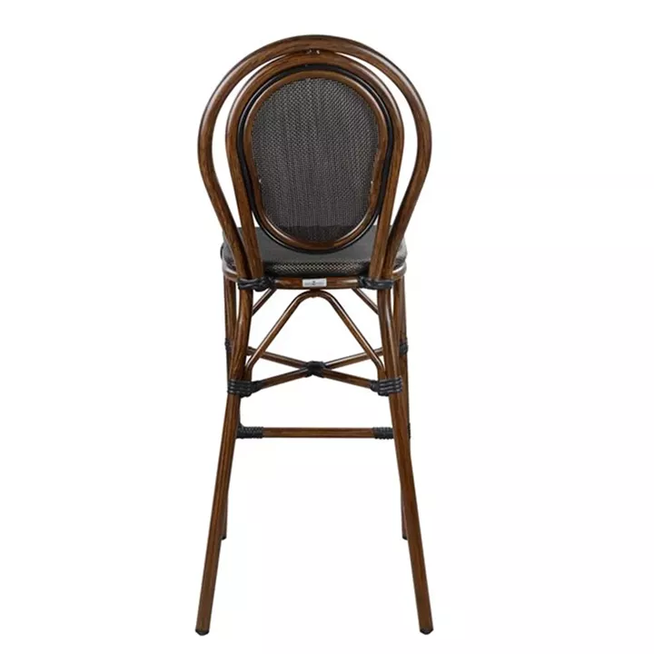 Stool Aluminum Bamboo Look Brown with textline HM5059 47x61x115 cm