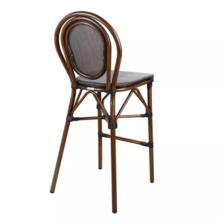 Stool Aluminum Bamboo Look Brown with textline HM5059 47x61x115 cm
