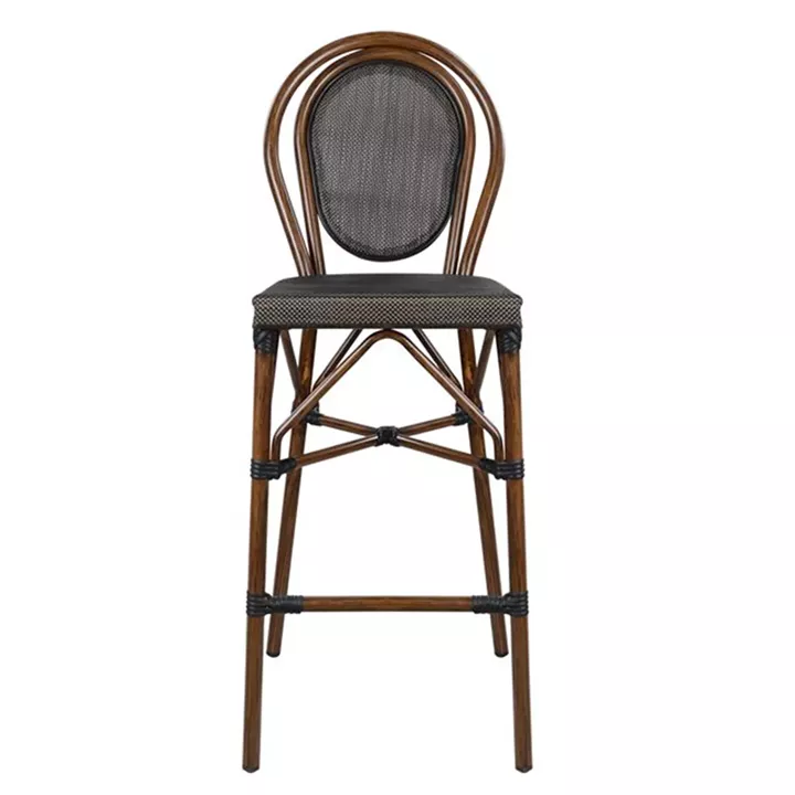 Stool Aluminum Bamboo Look Brown with textline HM5059 47x61x115 cm