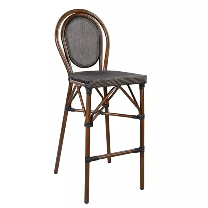 Stool Aluminum Bamboo Look Brown with textline HM5059 47x61x115 cm