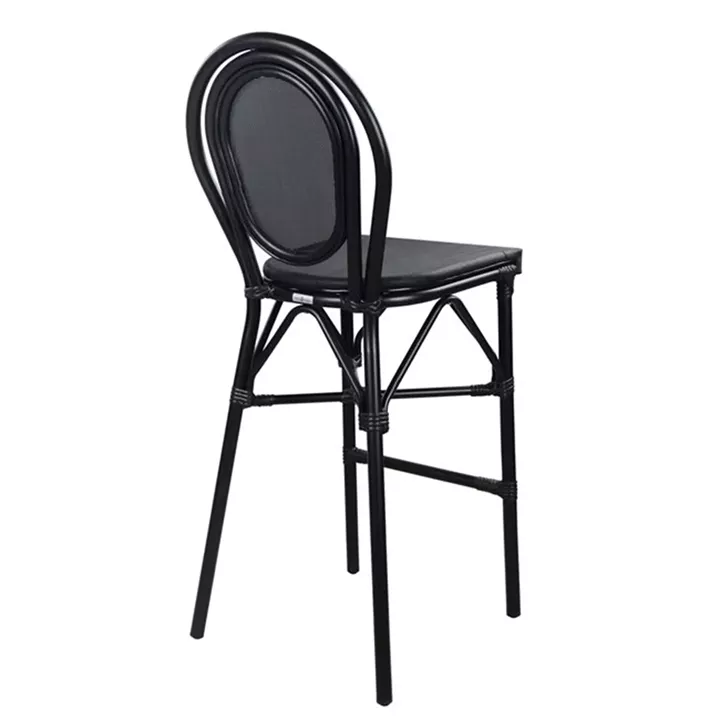 Stool Aluminum Bamboo Look Black with textline HM5060 47x61x115 cm