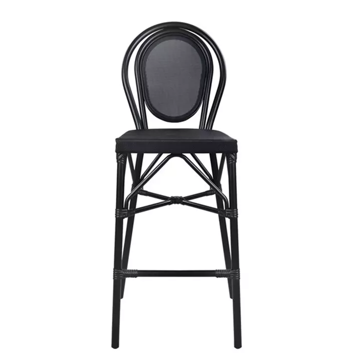 Stool Aluminum Bamboo Look Black with textline HM5060 47x61x115 cm
