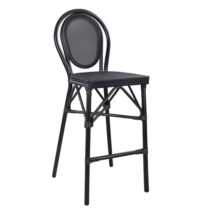 Stool Aluminum Bamboo Look Black with textline HM5060 47x61x115 cm