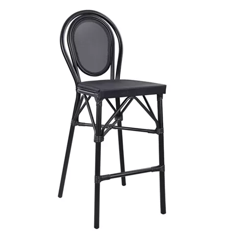 Stool Aluminum Bamboo Look Black with textline HM5060 47x61x115 cm