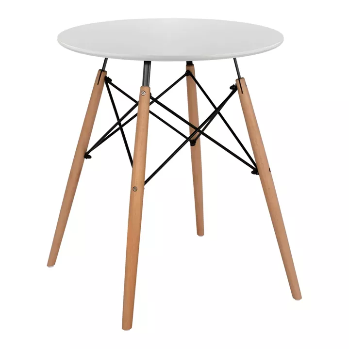 DINING TABLE ROUND MINMAL HM0060.01 MDF IN WHITE COLOR-BEECH WOOD LEGS IN NATURAL COLOR Φ60Χ72Hcm.