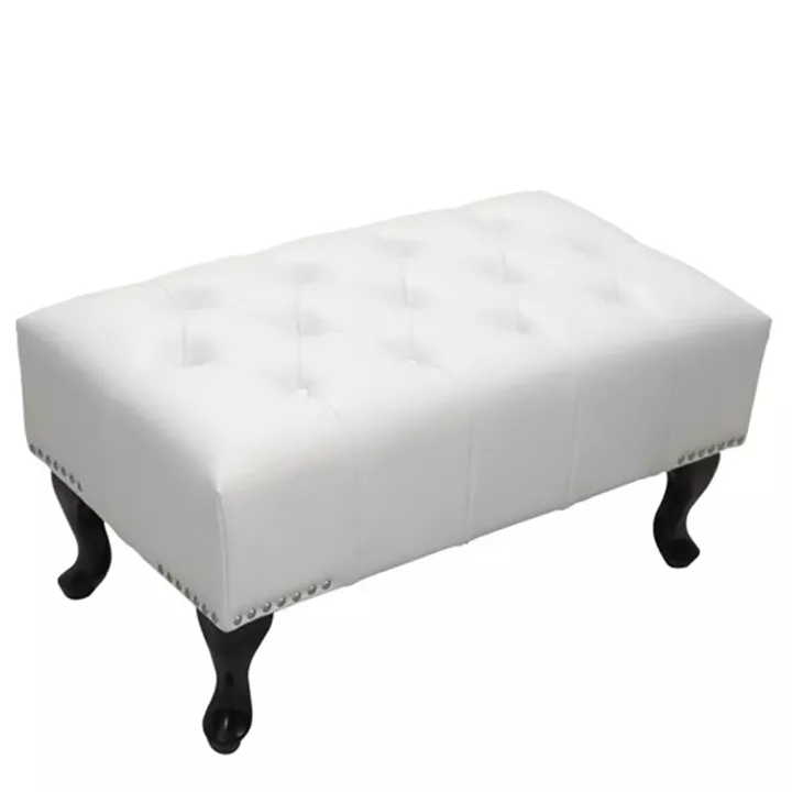 PIANO STOOL T.CHESTERFIELD EMMA HM226.02 PU WHITE-BLACK LEGS 80x44x39Hcm