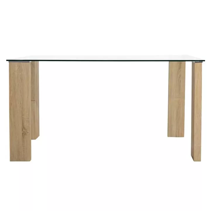 Dining Table Morgan 140x80x75cm HM0083.01 Glass with wooden legs