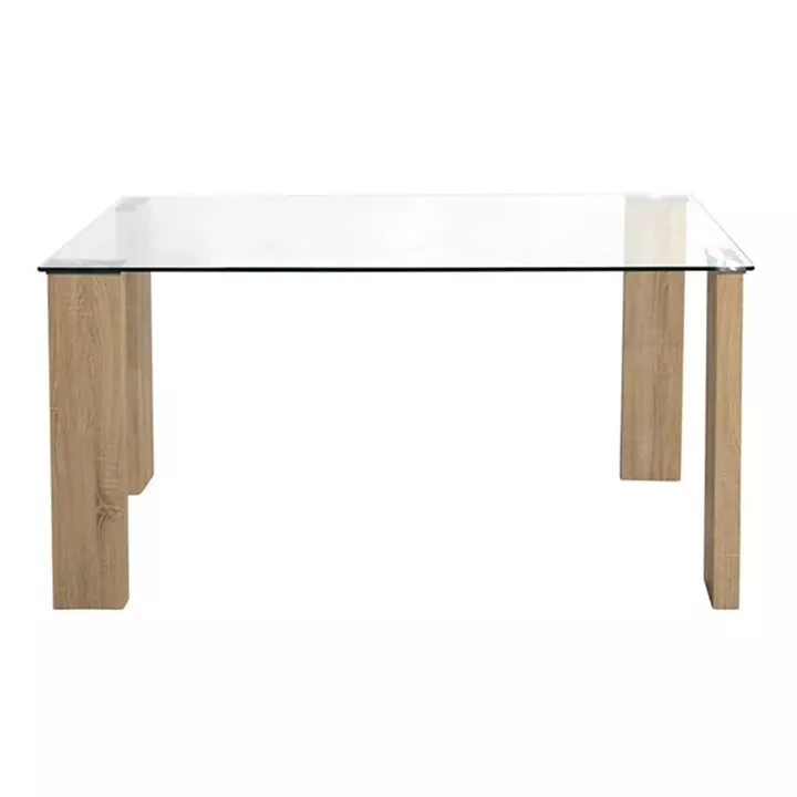 Dining Table Morgan 140x80x75cm HM0083.01 Glass with wooden legs