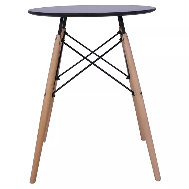 DINING TABLE ROUND MINIMAL HM0060.02 MDF IN BLACK COLOR-BEECH WOOD LEGS IN NATURAL COLOR Φ60Χ72Hcm.