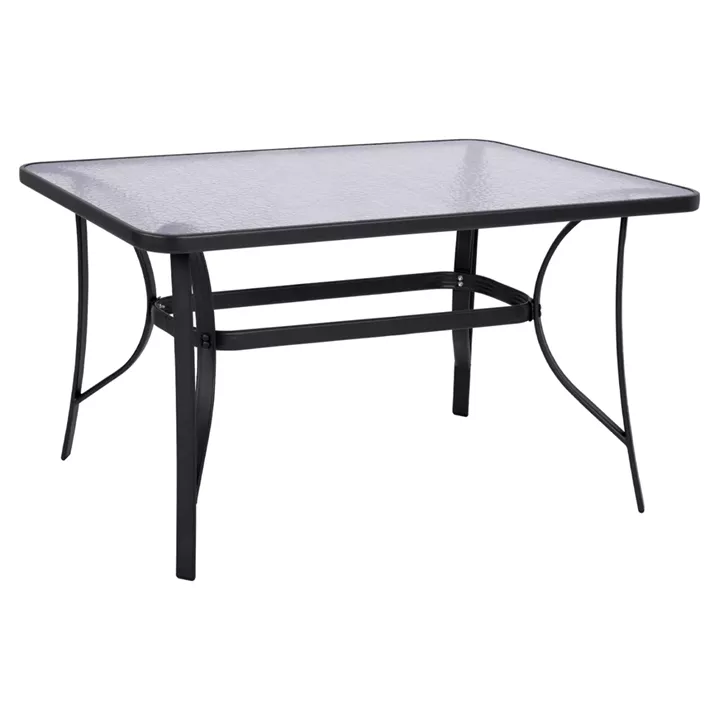 TABLE BRUNO HM5106.01 METALLIC IN GREY COLOR WITH TEMPERED GLASS TABLETOP 140Χ80Χ72Hcm.