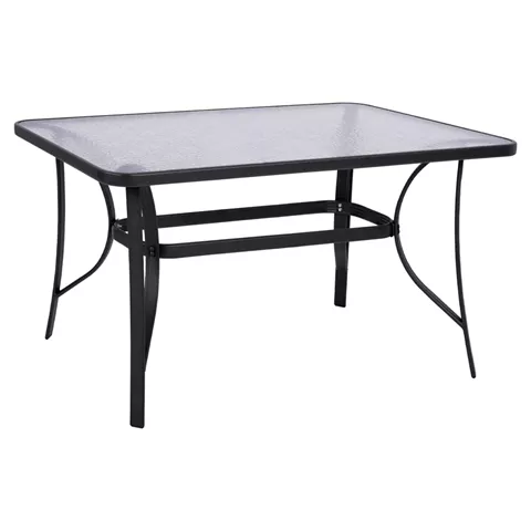 TABLE BRUNO HM5106.01 METALLIC IN GREY COLOR WITH TEMPERED GLASS TABLETOP 140Χ80Χ72Hcm.