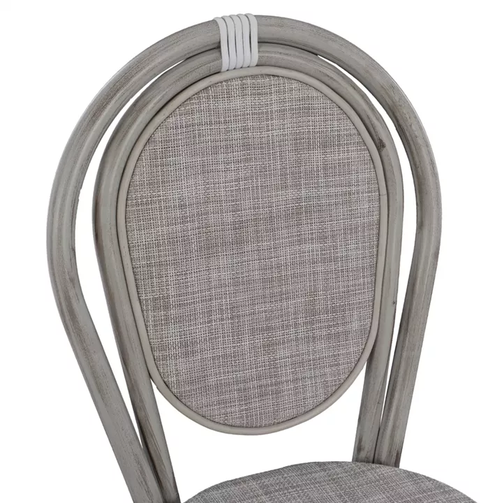 Aluminum chair Bamboo Look Patina Grey with textline 45x57x88 cm HM5109