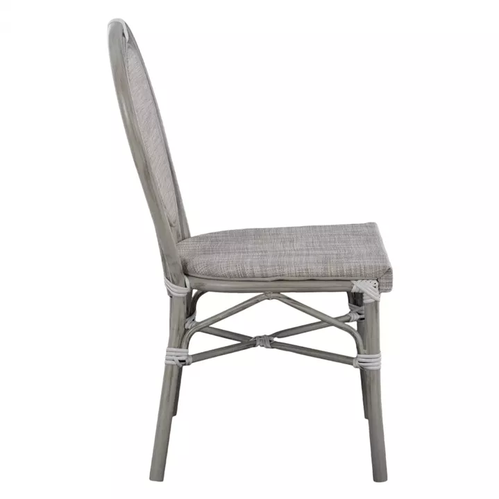 Aluminum chair Bamboo Look Patina Grey with textline 45x57x88 cm HM5109