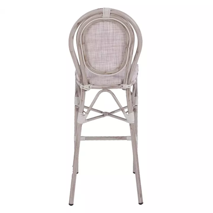 Stool Aluminum Bamboo Look White patina with textline HM5110 47x61x115cm