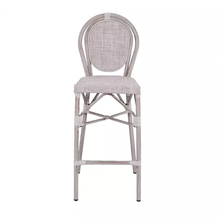 Stool Aluminum Bamboo Look White patina with textline HM5110 47x61x115cm