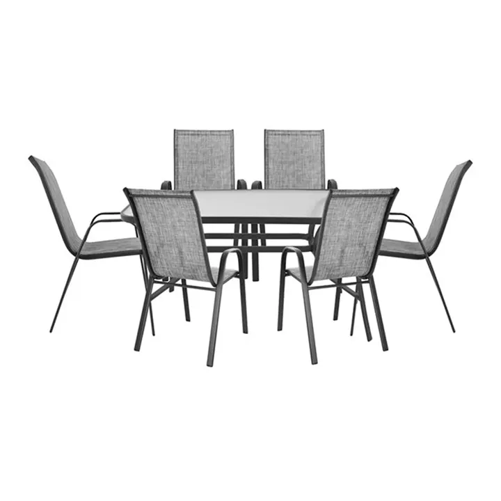 Set Dining Table 7 pieces 140x80 Bruno & 6 pieces Leon Armchair