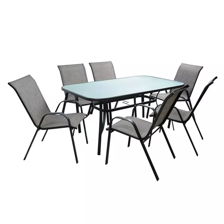 Set Dining Table 7 pieces 160x90 Bruno & 6 Leon Armchair HM5206.01