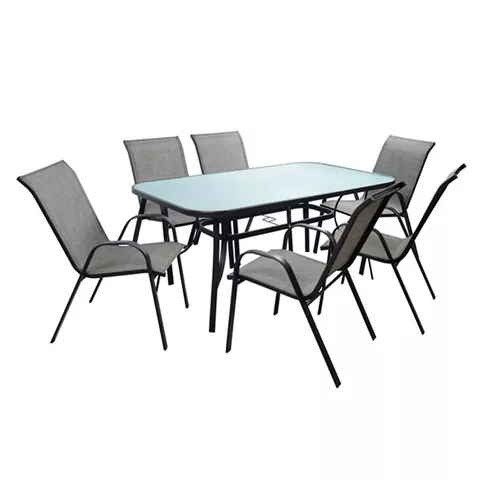 Set Dining Table 7 pieces 160x90 Bruno & 6 Leon Armchair HM5206.01