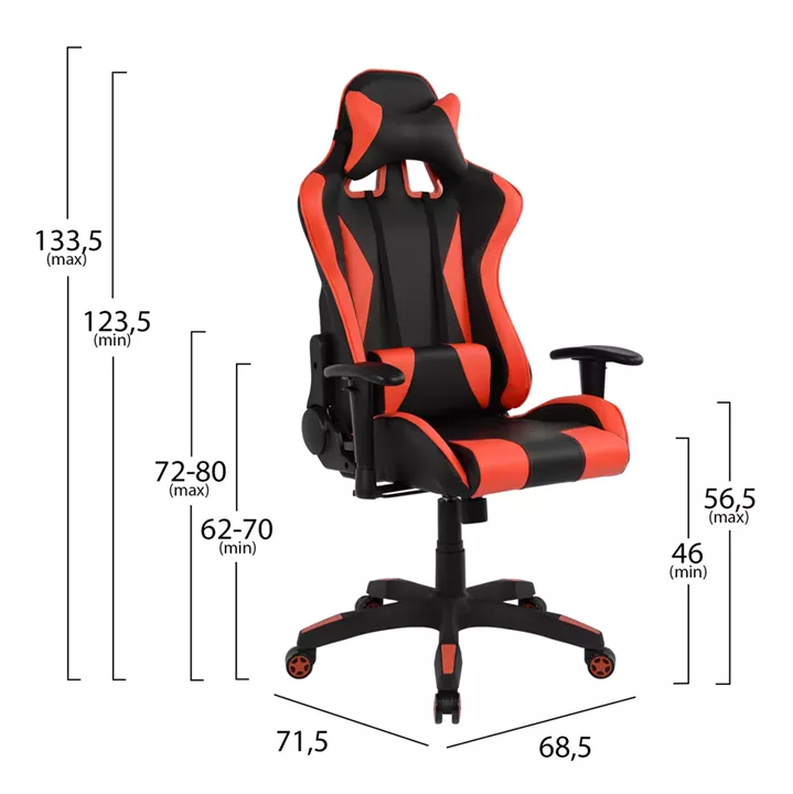 Office Gaming chair HM1062.01 Speed Black and Red PU 68,5 x 71,5 x 133,5 cm