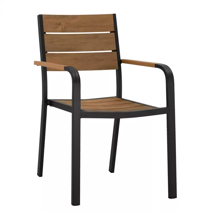 Aluminum Armchair Grey with Polywood HM5127.02 55x56x85 cm.
