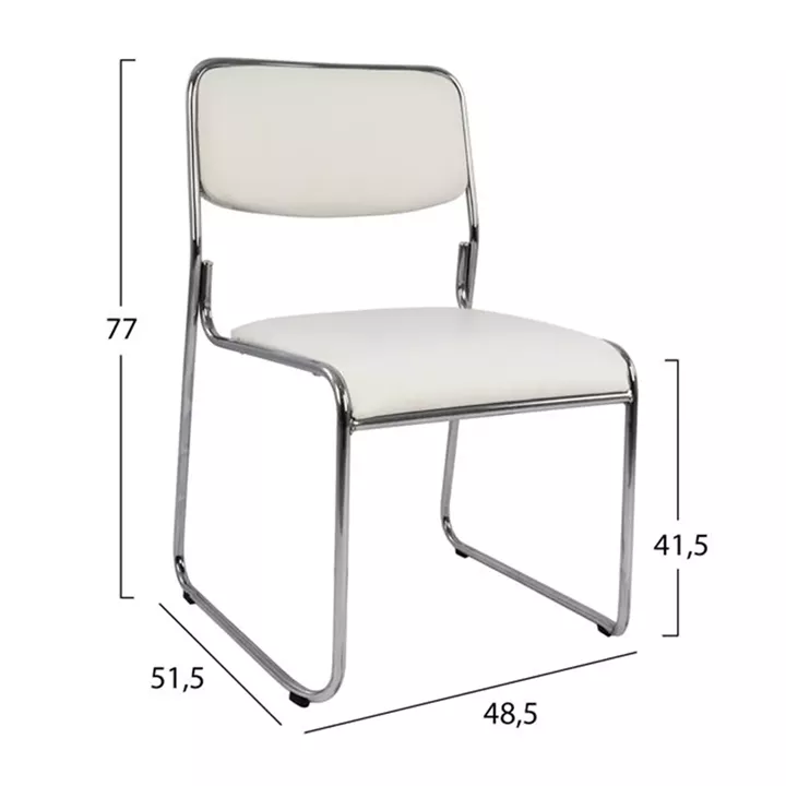 Conference office chair HM1019.02 White color 48,5x51,5x77 cm
