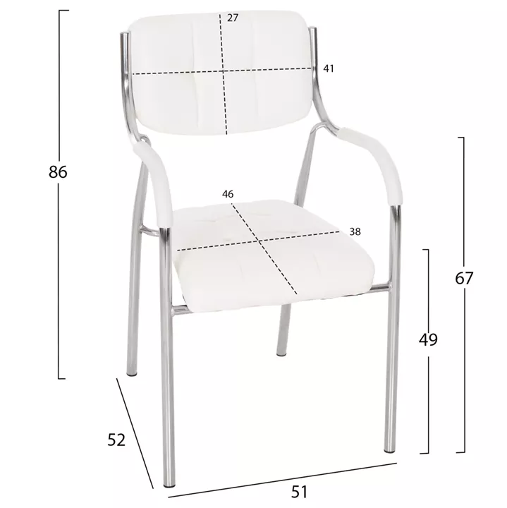 Conference office chair OBERON HM1018.02 White PU 51x52x88Hcm