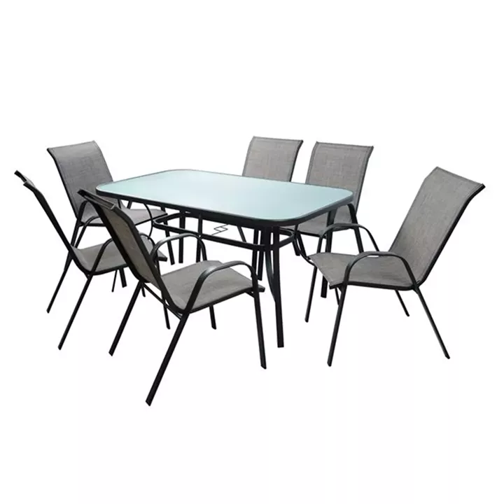 Set Dining Table 7 pieces 1Table & 6 chairs Grey HM5119.01
