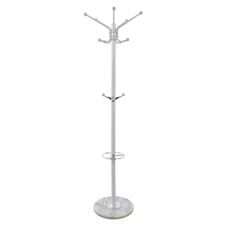 Hat/Coat Stand Metallic HM0039.02 rotating white with marble ''37x170 cm
