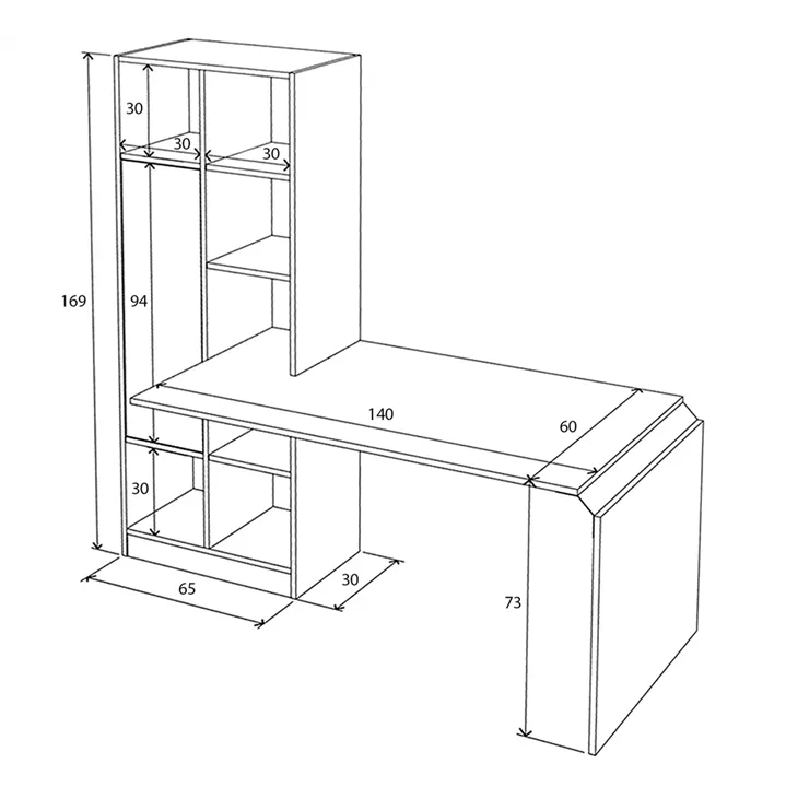 Office with bookcase Opus in walnut/white HM2242.02