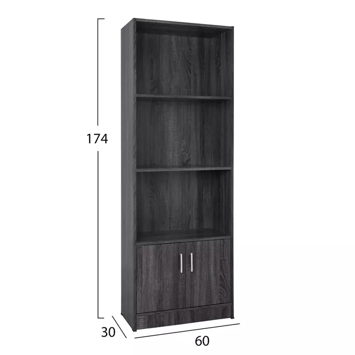 Melamine bookcase HM2269.01 grey color 60x30x174