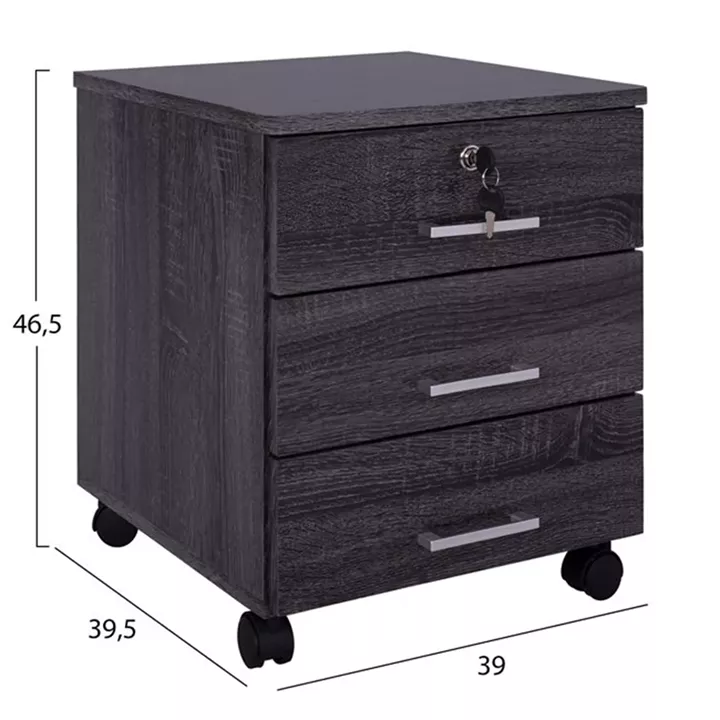 Office drawer HAYDEN HM2282.01 in grey color 39x39.5x46.5