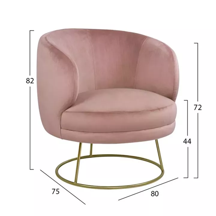 VELVET ARMCHAIR ARIEN HM8403.02 DUSTY PINK, GOLDEN BASE 80x75x82cm