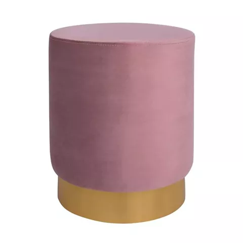 Velvet stool Levy HM8408.02 in rotten apple color with gold base ''35x43cm