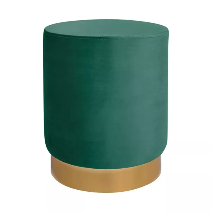 Velvet stool Levy HM8408.03 in blue color with gold base ''35x43cm